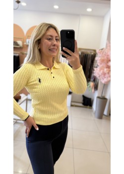 Polo Yaka Saç Örgü Triko