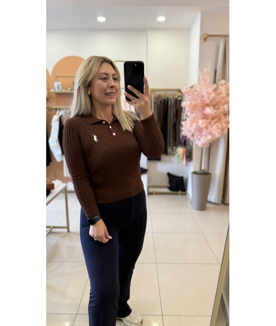 Polo Yaka Saç Örgü Triko Polo Yaka Saç Örgü Triko