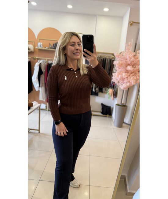 Polo Yaka Saç Örgü Triko Polo Yaka Saç Örgü Triko