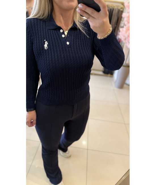 Polo Yaka Saç Örgü Triko Polo Yaka Saç Örgü Triko