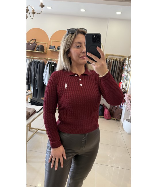 Polo Yaka Saç Örgü Triko