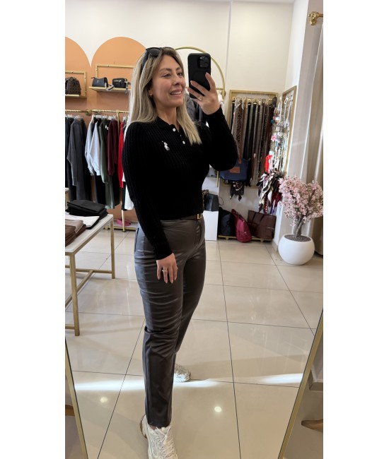 Polo Yaka Saç Örgü Triko