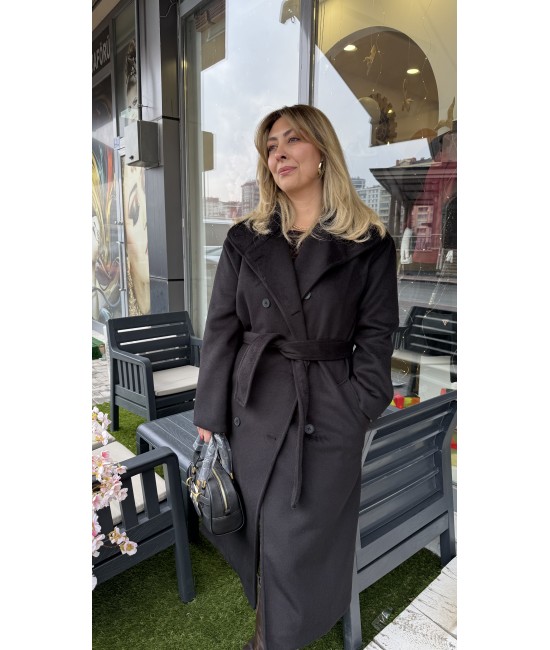 Elara Premium Kaşmir Doku Kaşe Kaban