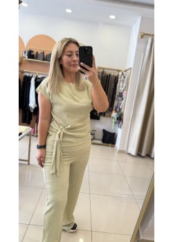 Mint Yeşili Yandan Bağlama Detay İkili Takım