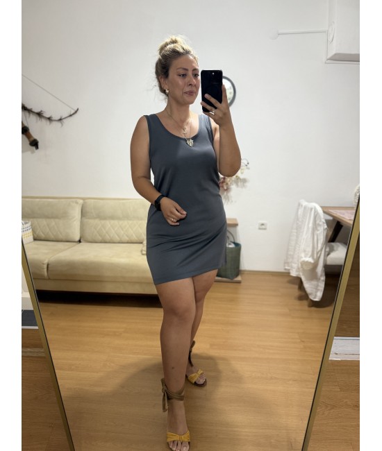 Modal Basic Antrasit Mini Elbise