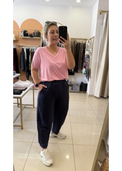 Lacivert Modal Şalaş Kalıp Paça Tutturmalı Alt