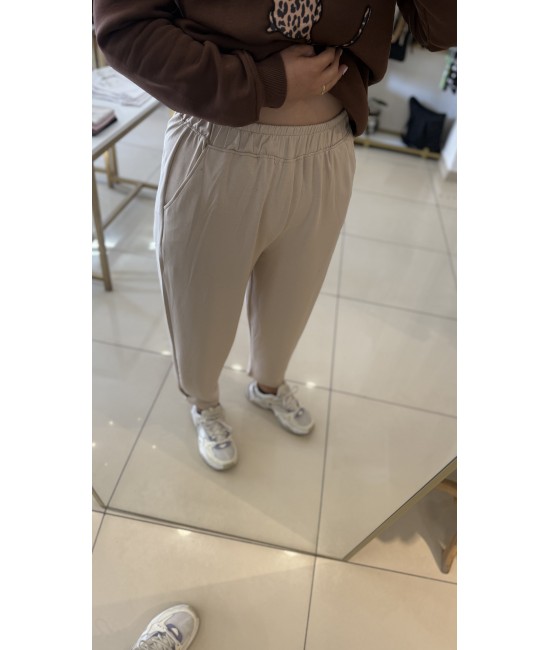 Krem Modal Şalaş Kalıp Paça Tutturmalı Alt