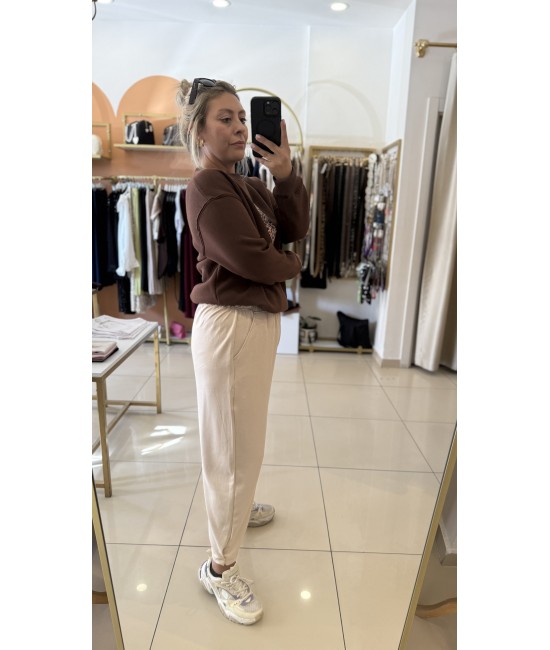 Krem Modal Şalaş Kalıp Paça Tutturmalı Alt