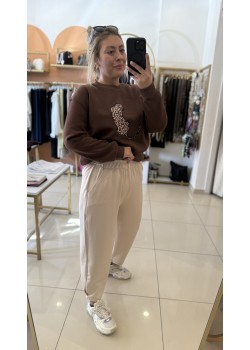 Krem Modal Şalaş Kalıp Paça Tutturmalı Alt