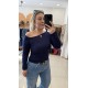 Lacivert Tek Omuz Açık Bluz