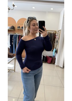 Lacivert Tek Omuz Açık Bluz