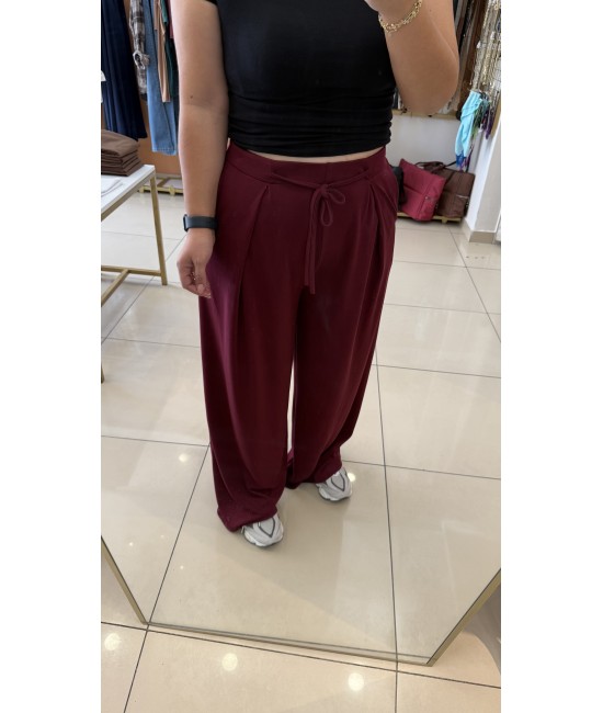 Oysh Bordo Pile Detay Beli Lastikli Alt