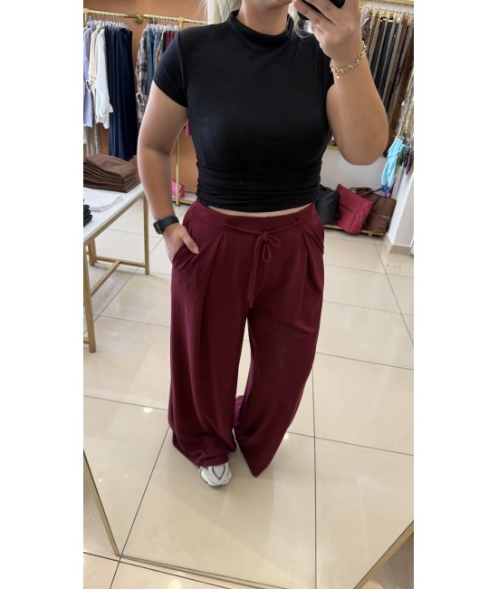 Oysh Bordo Pile Detay Beli Lastikli Alt