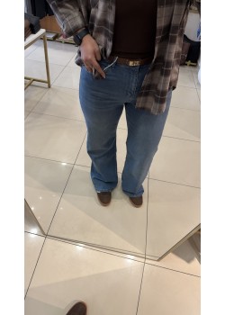 Likralı Tint Mavi Palazzo Jean Pantolon