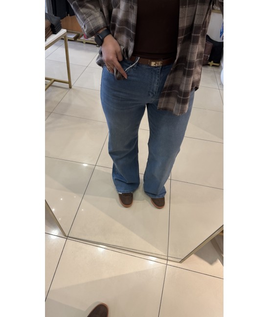 Likralı Tint Mavi Palazzo Jean Pantolon