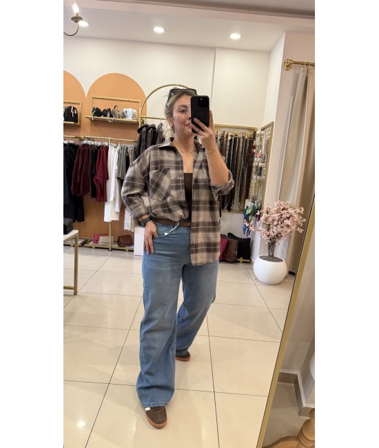 Likralı Tint Mavi Palazzo Jean Pantolon