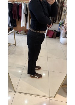 Likralı Siyah Mom Fit Jean Pantolon