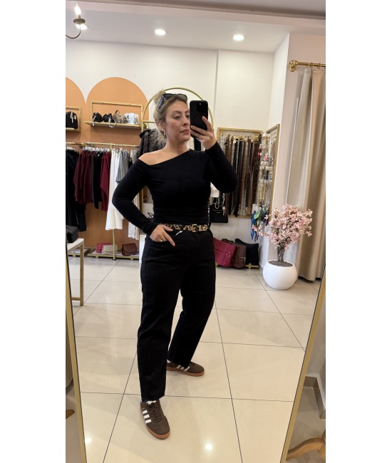 Likralı Siyah Mom Fit Jean Pantolon Likralı Siyah Mom Fit Jean Pantolon