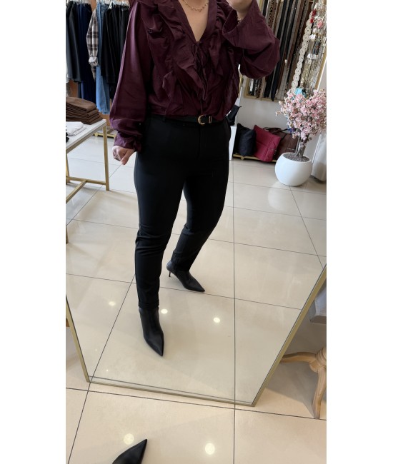 Duble Paça Kemerli Kalem Kumaş Pantolon