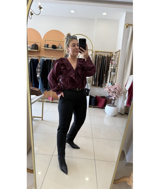 Duble Paça Kemerli Kalem Kumaş Pantolon