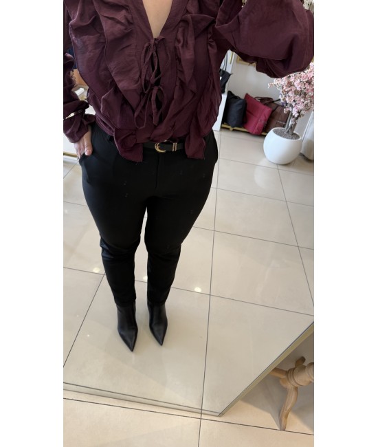 Duble Paça Kemerli Kalem Kumaş Pantolon