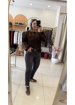 Zra Yıkama Kahve Boyfit Jean Pantolon