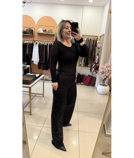 Siyah Pul Payet Pantolon