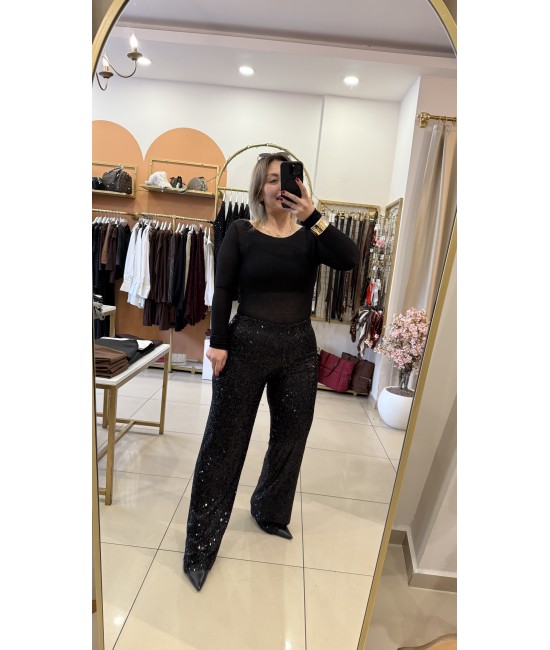 Siyah Pul Payet Pantolon