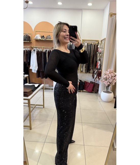 Siyah Pul Payet Pantolon