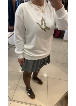 Bymn Beyaz Modal Kumaş Gold Detay Sweat