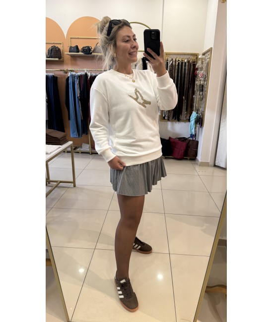 Bymn Beyaz Modal Kumaş Gold Detay Sweat
