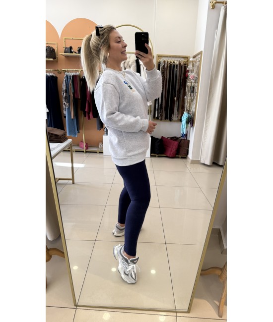 Bymn Gri Şardonlu Sweat