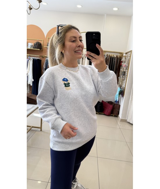 Bymn Gri Şardonlu Sweat