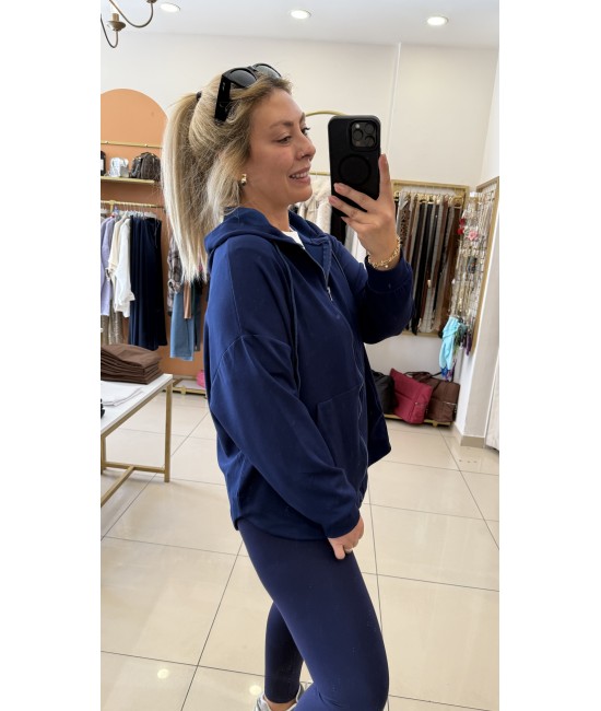 Modal Kapşonlu Fermuar Kapama Ceket