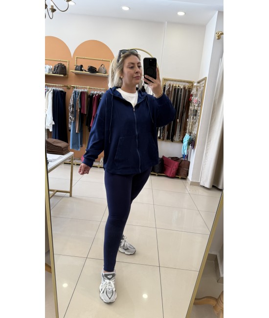 Modal Kapşonlu Fermuar Kapama Ceket