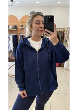 Modal Kapşonlu Fermuar Kapama Ceket