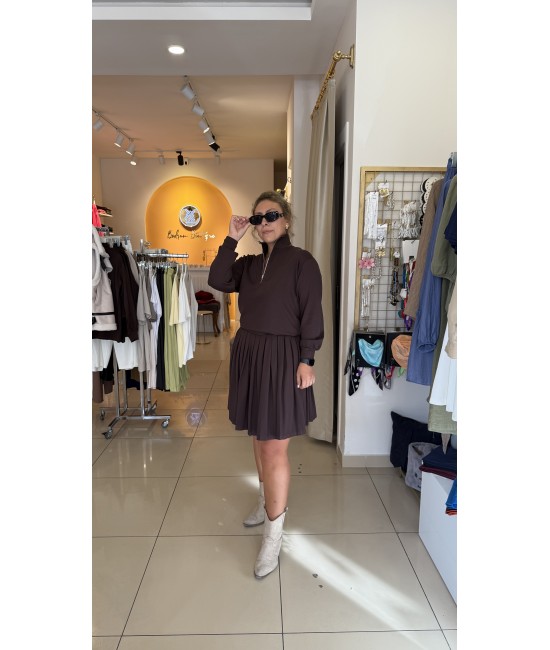 Kahverengi Çelik Örme Tasarım Etekli Takım Kahverengi Çelik Örme Tasarım Etekli Takım