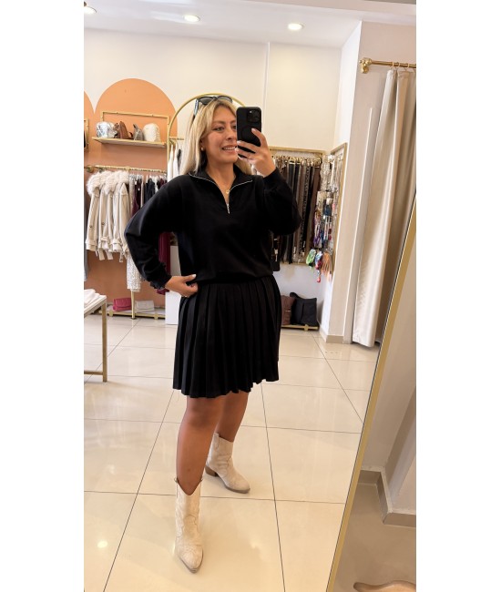 Siyah Çelik Örme Tasarım Etekli Takım