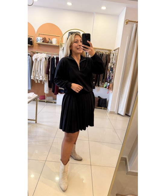 Siyah Çelik Örme Tasarım Etekli Takım