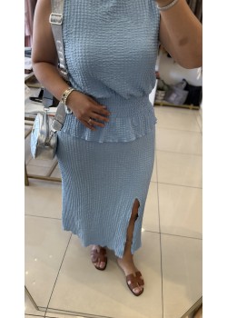 Bubble Mavi Etek&Bluz Takım