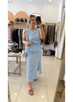 Bubble Mavi Etek&Bluz Takım