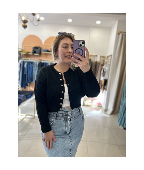 Gold Düğmeli Crop Hırka Gold Düğmeli Crop Hırka