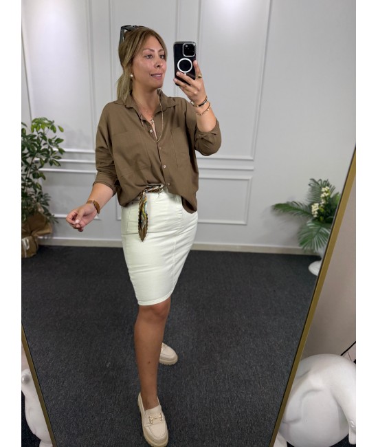 Ekru Premium Orta Boy Jean Etek Ekru Premium Orta Boy Jean Etek