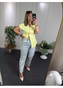 Taşlı Likralı Boyfit Jean