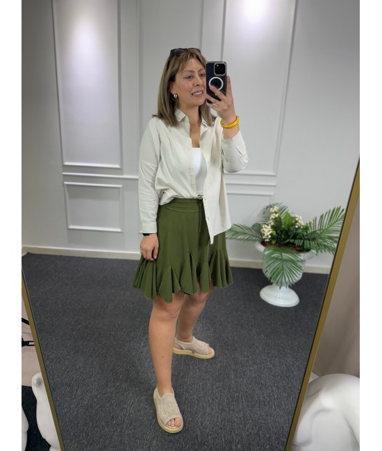 Fırfır Detay Haki Etek Fırfır Detay Haki Etek