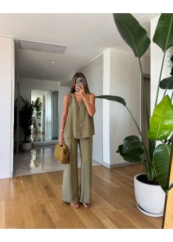 Tensel V yaka bluz& Palazzo takım