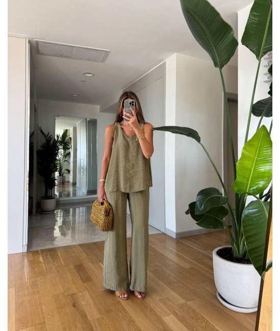 Tensel V yaka bluz& Palazzo takım Tensel V yaka bluz& Palazzo takım