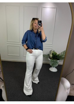 Beyaz İspanyol Jean Pantolon