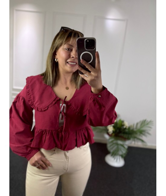 Bebe Yaka Bordo Tasarım Gömlek Bebe Yaka Bordo Tasarım Gömlek
