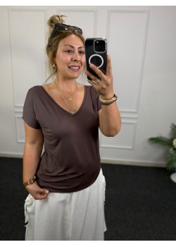 Ön Arka V yaka Pamuk Tshirt